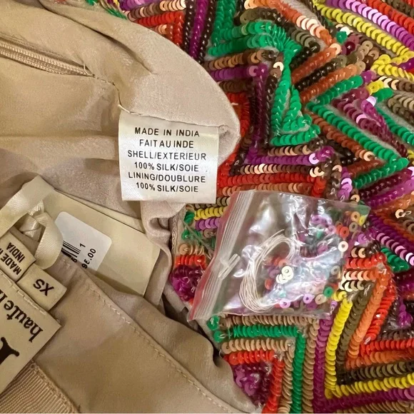 Haute Hippie Sequin Chevron Mini Skirt Silk NWT - Picture 6 of 6